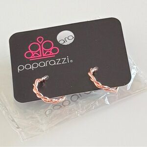 Paparazzi Twisted Blush Copper Hoop Earrings